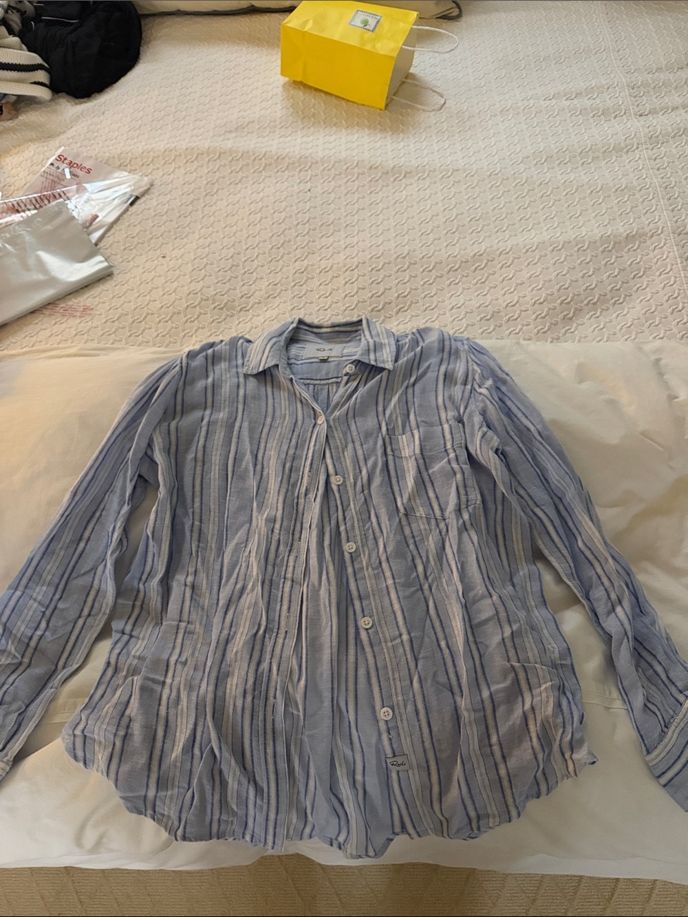 Rails Women's Blue and White Striped Button-Down Shirt